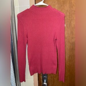 LOFT Ribbed Cowl Neck Sweater in Red-Orange
